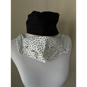 Wonder Work Stretch Comfort Professional Work Scrub Hat/Cap & Black/White Polka